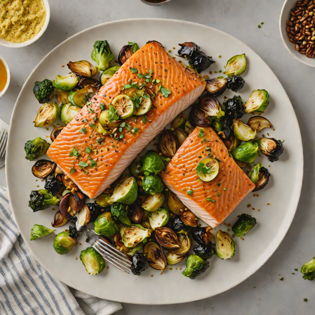 Sheet Pan Maple-Mustard Glazed Salmon with Roasted Brussels Sprouts