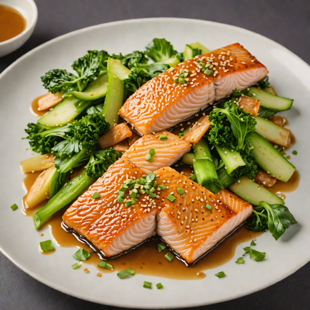 Pan-Seared Salmon with Miso Glaze and Sesame Bok Choy