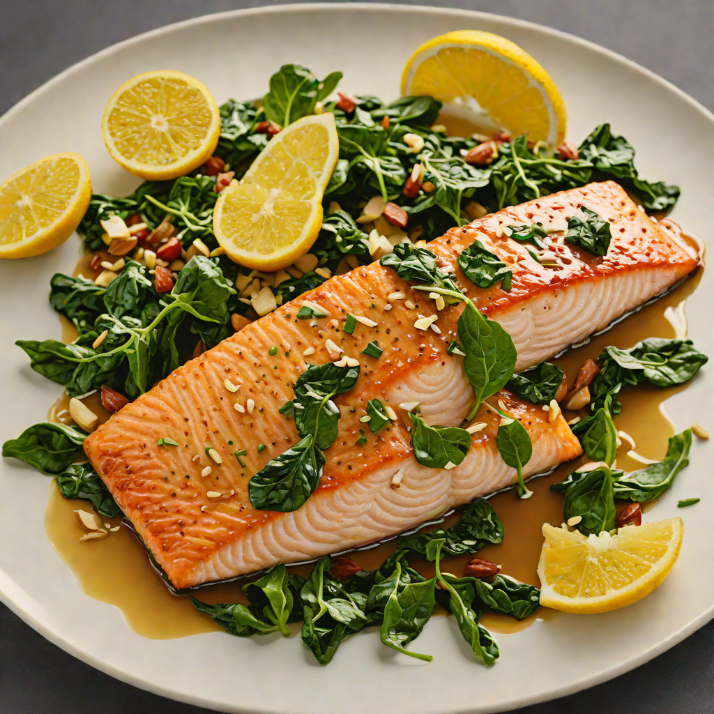 Citrus-Honey Glazed Salmon with Wilted Spinach and Garlic