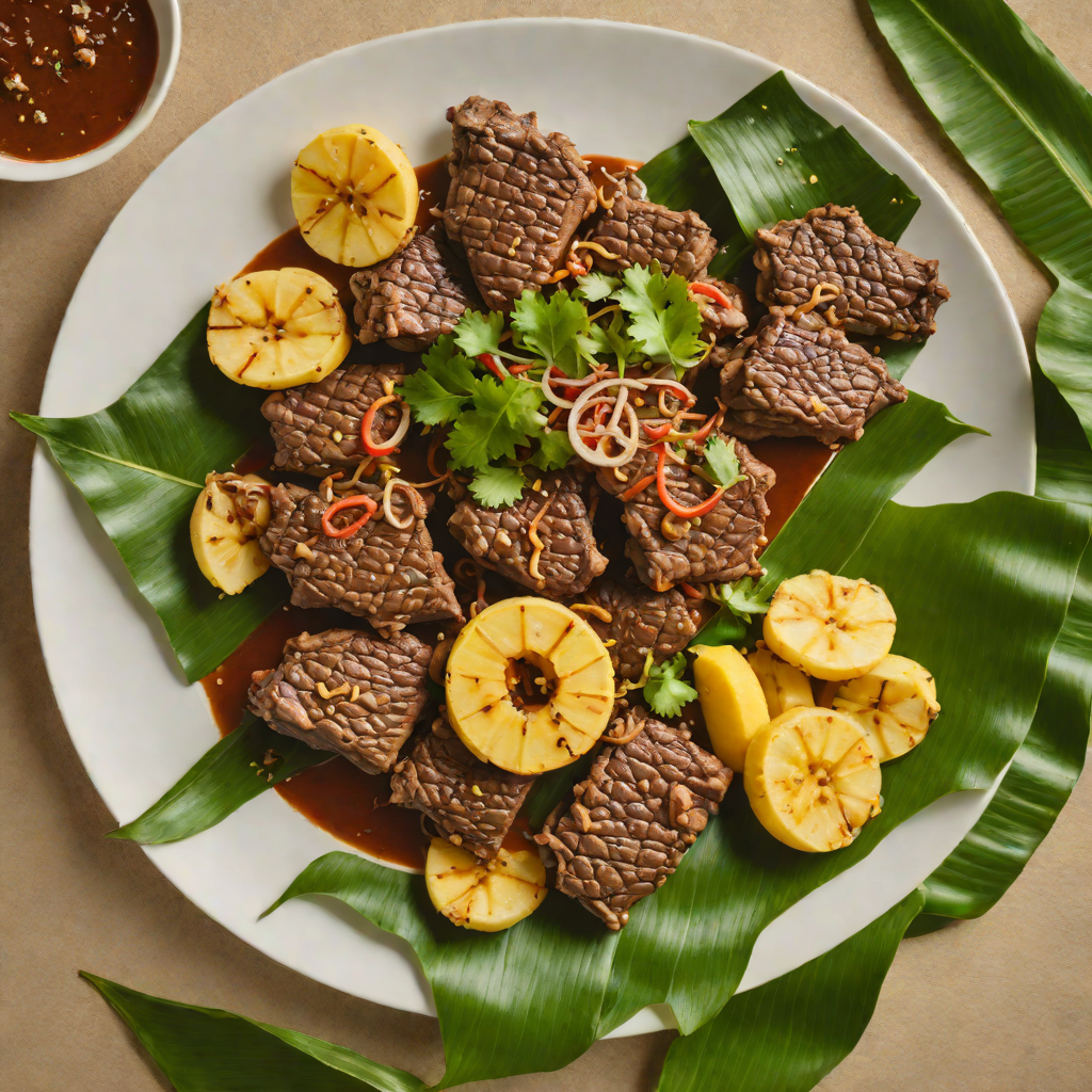Slow-Cooked Beef Nyama Choma with Banana Leaf