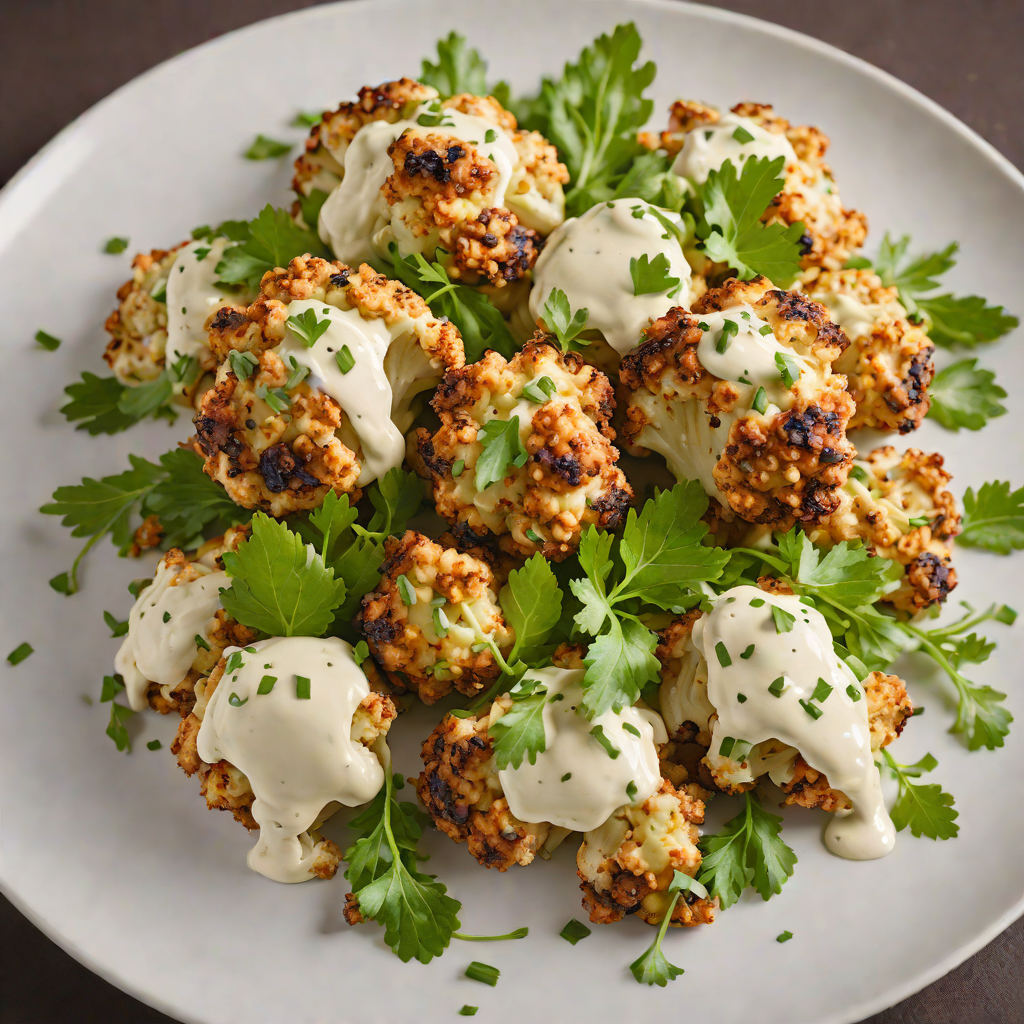 Half-Roasted Cauliflower with Tahini Yogurt Dressing