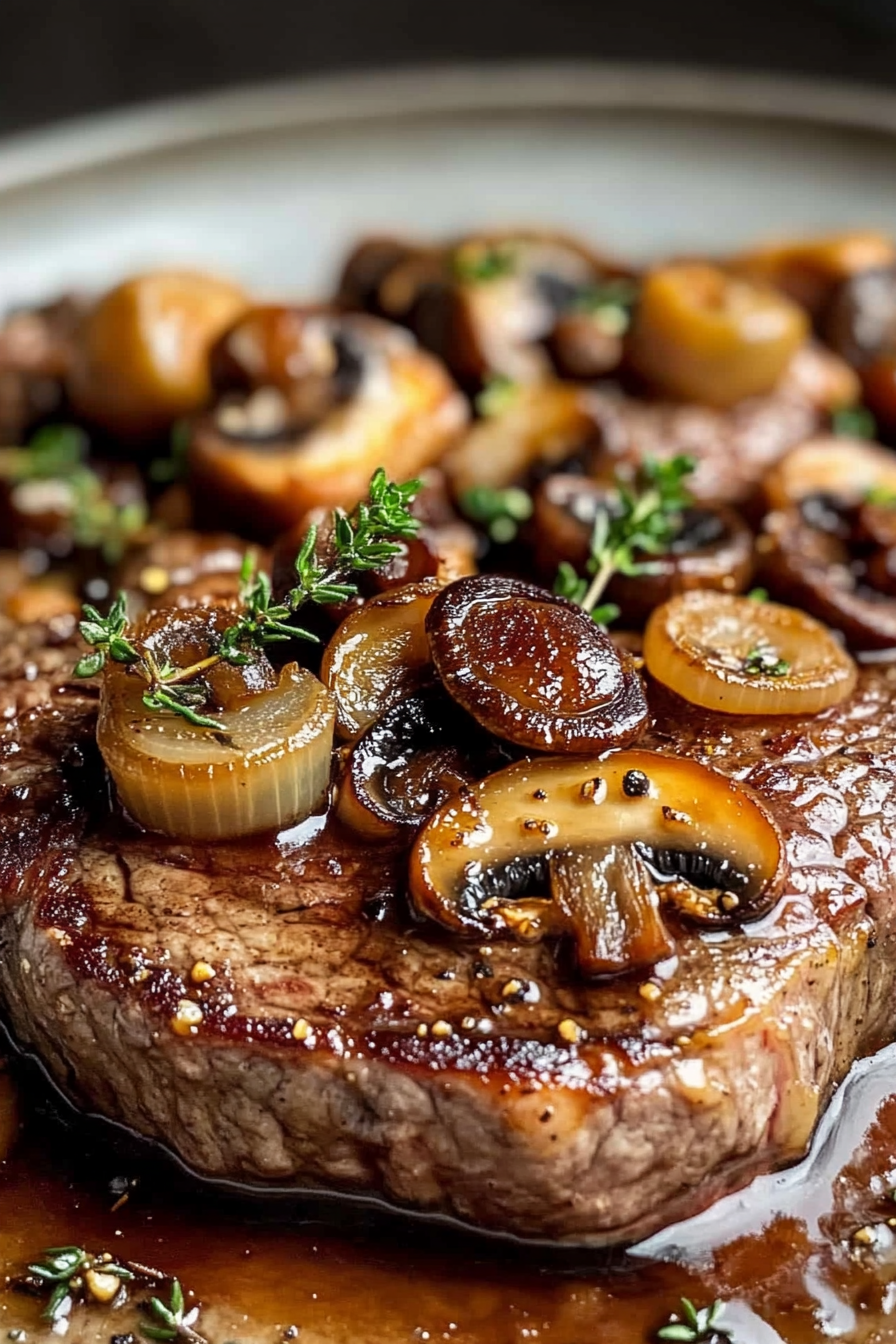 Pan-Seared Ribeye with Garlic Butter and Roasted Mushrooms