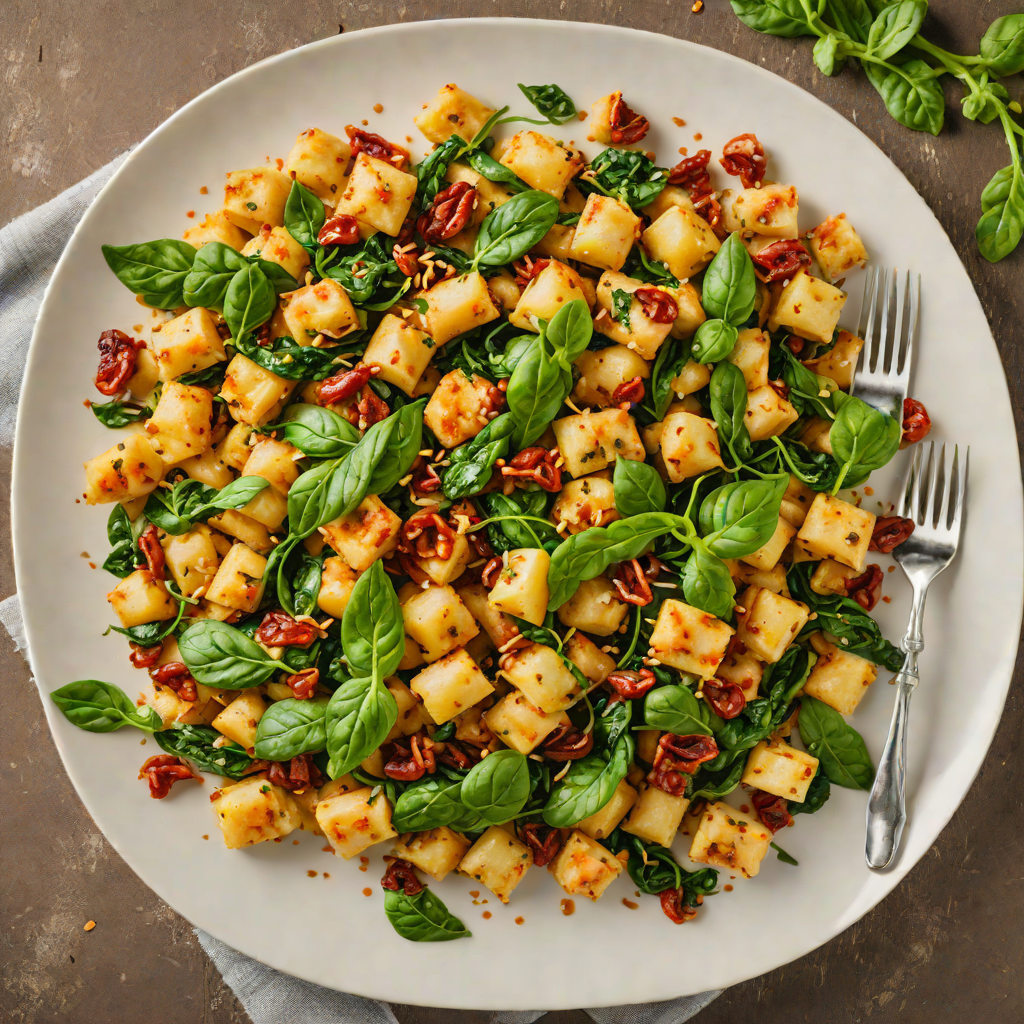 Pan-Fried Gnocchi with Spinach and Sun-Dried Tomato Pesto