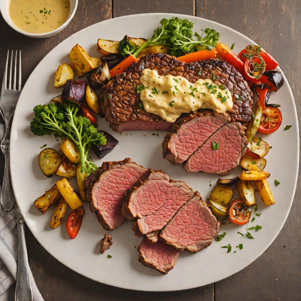 Pan-Seared Ribeye with Garlic Butter and Roasted Vegetables