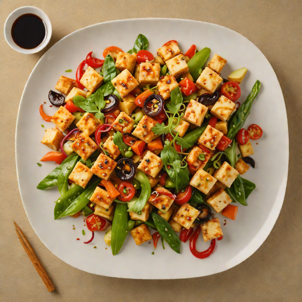 Stir-Fried Tofu with Vegetable Medley and Ginger-Soy Sauce