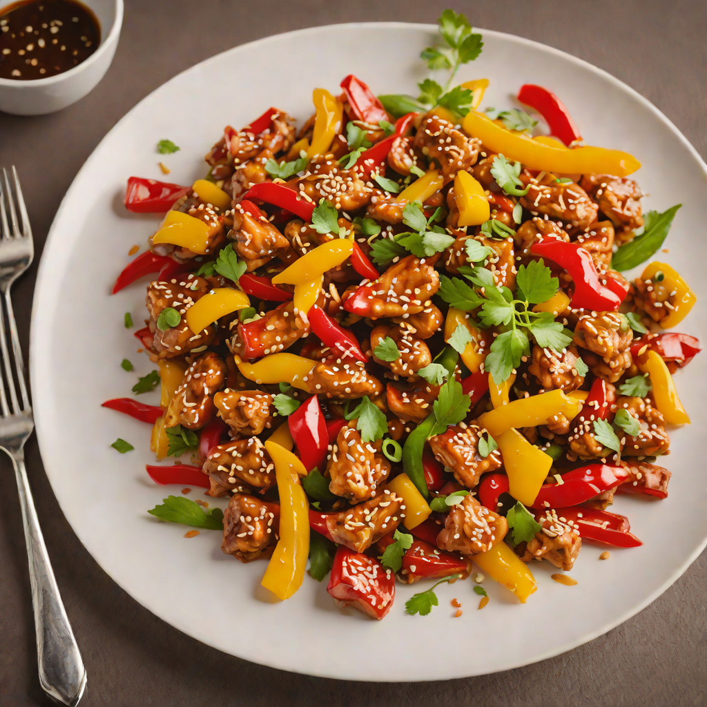 Stir-Fried Chicken and Bell Peppers with Garlic Soy Glaze