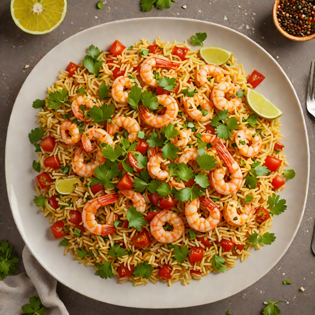 One-Pot Spicy Shrimp and Tomato Rice with Cilantro