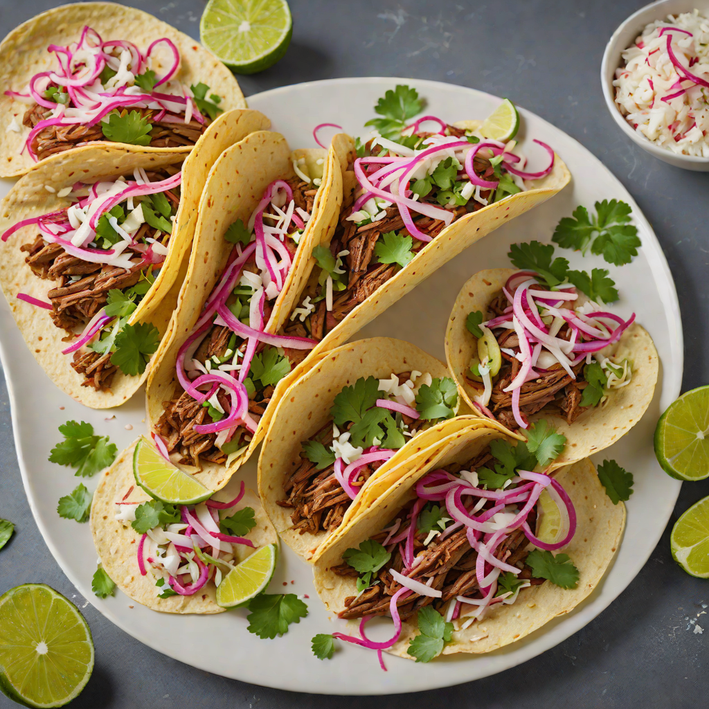 Slow-Cooked Brisket Tacos with Pickled Red Onions and Cilantro Lime Slaw