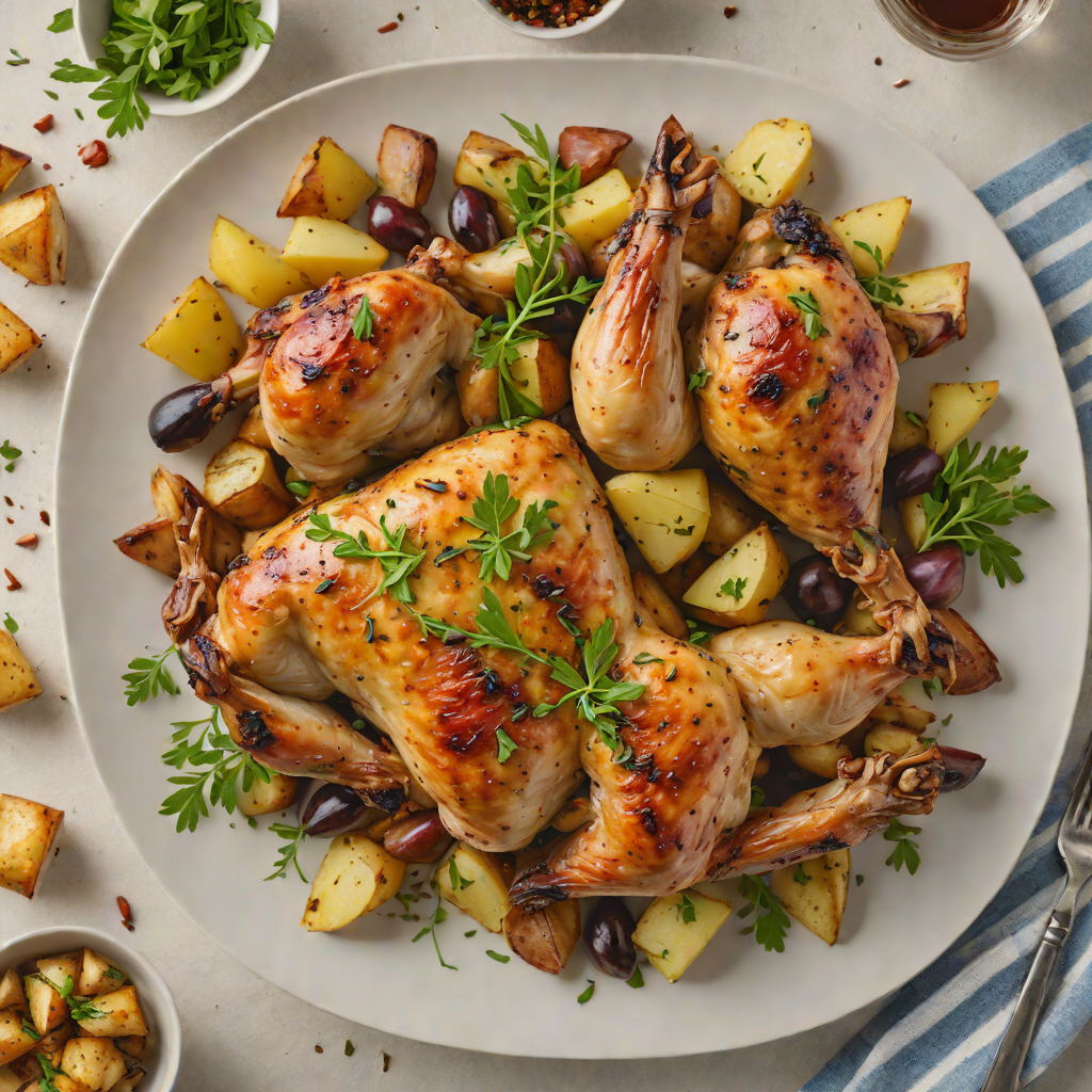 Oven-Roasted Greek Chicken with Garlic and Potatoes