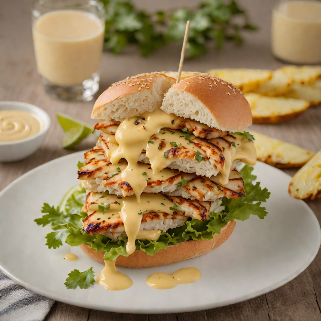 Father’s Day Grilled Chicken Sandwich with Charred Pineapple and Spicy Aioli