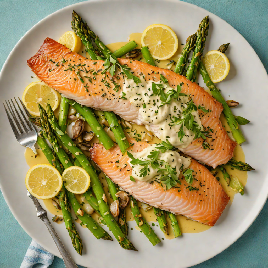 Pan-Seared Lake Trout with Lemon Caper Sauce and Roasted Asparagus