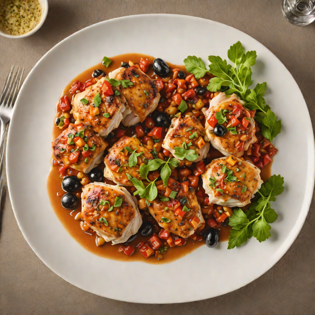 Pan-Seared Chicken Thighs with Smoky Tomato and Olive Ragout