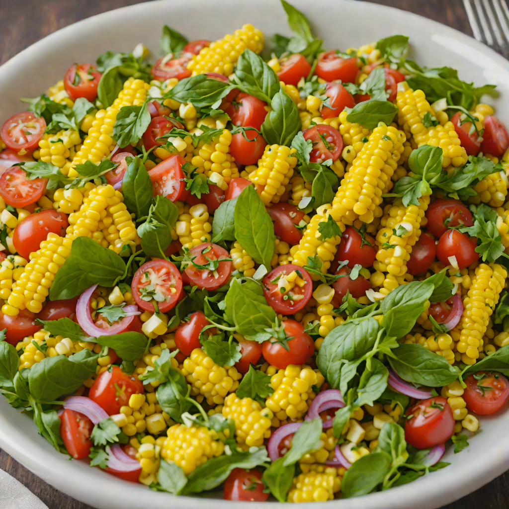Sautéed Omaha Corn and Tomato Salad with Basil Vinaigrette