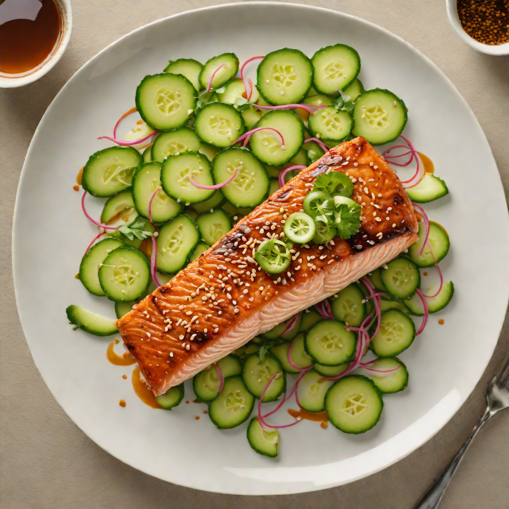 Sesame-Soy Glazed Salmon with Pickled Cucumber Salad