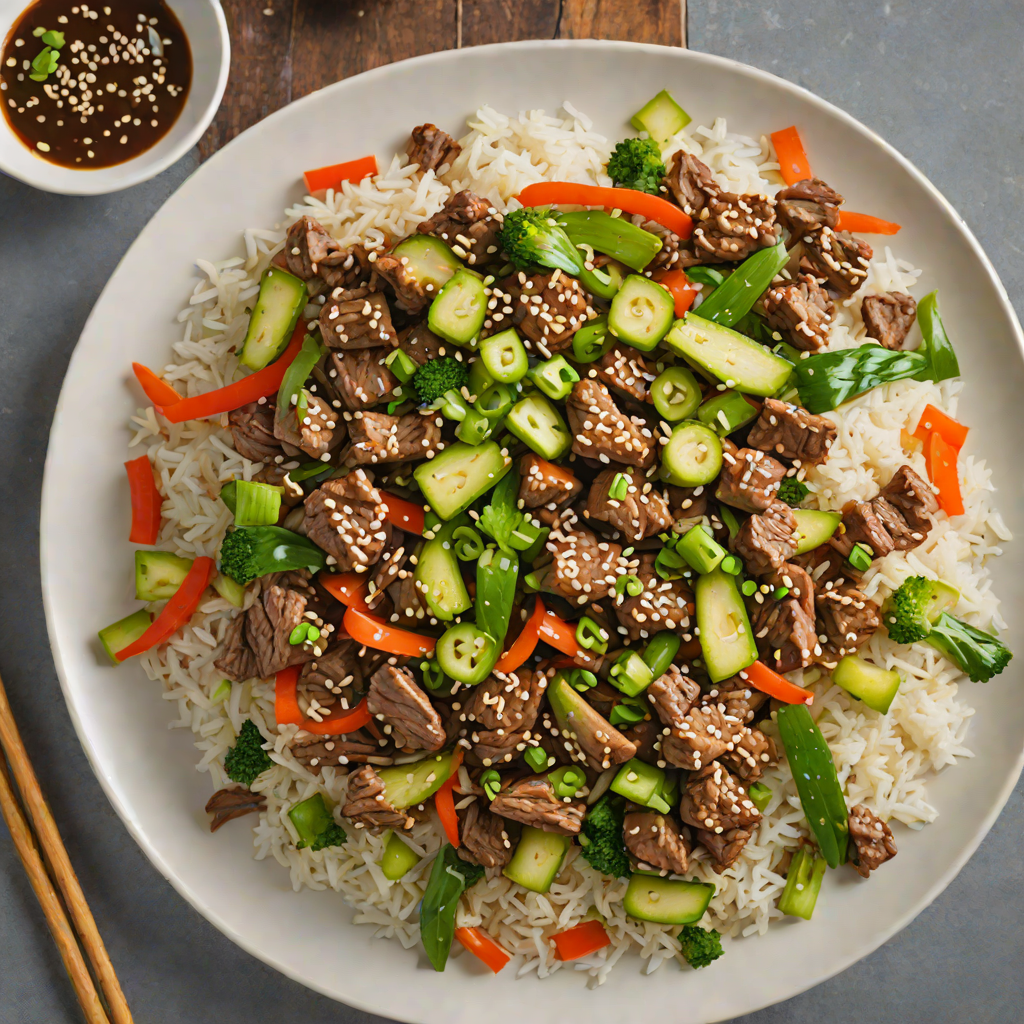 Ginger-Garlic Beef Stir Fry with Scallion Rice