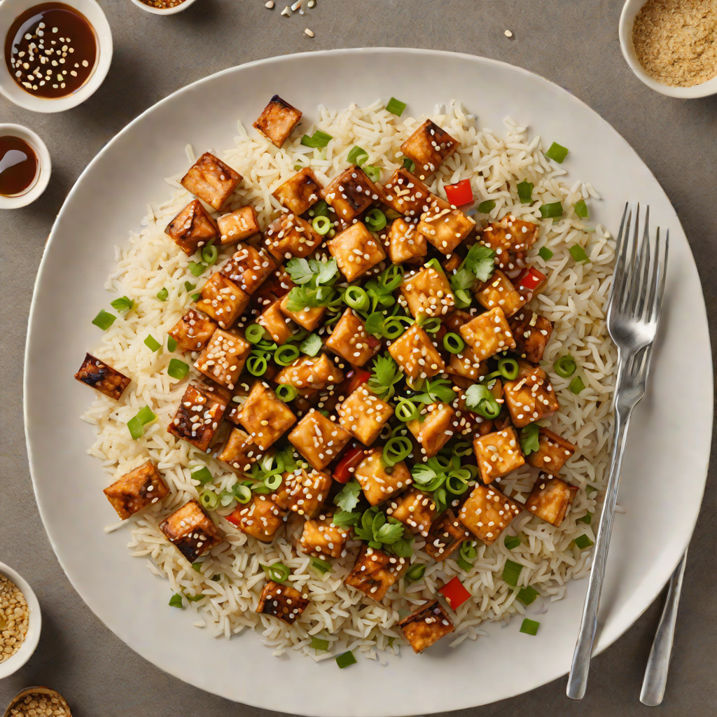 Ginger-Sesame Tofu Stir Fry with Garlic Rice