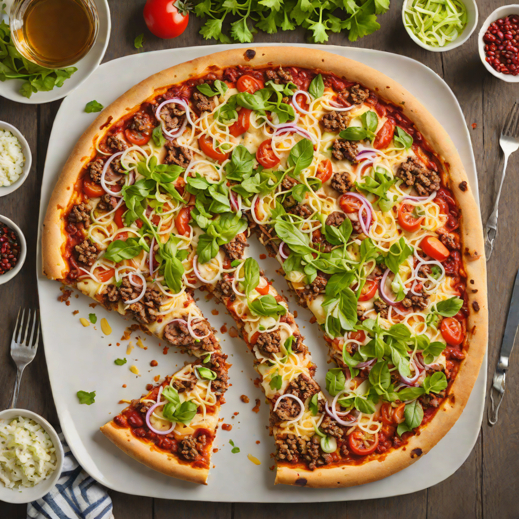 Sheet Pan Norwegian Style Pizza with Ground Beef and Fresh Salad