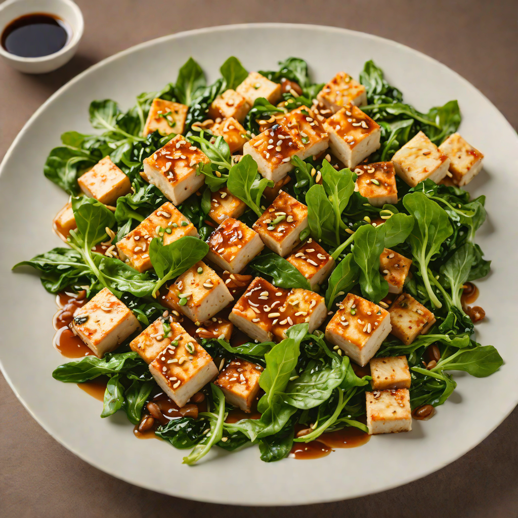 Stir-Fried Tofu and Seasonal Greens with Garlic Soy Sauce