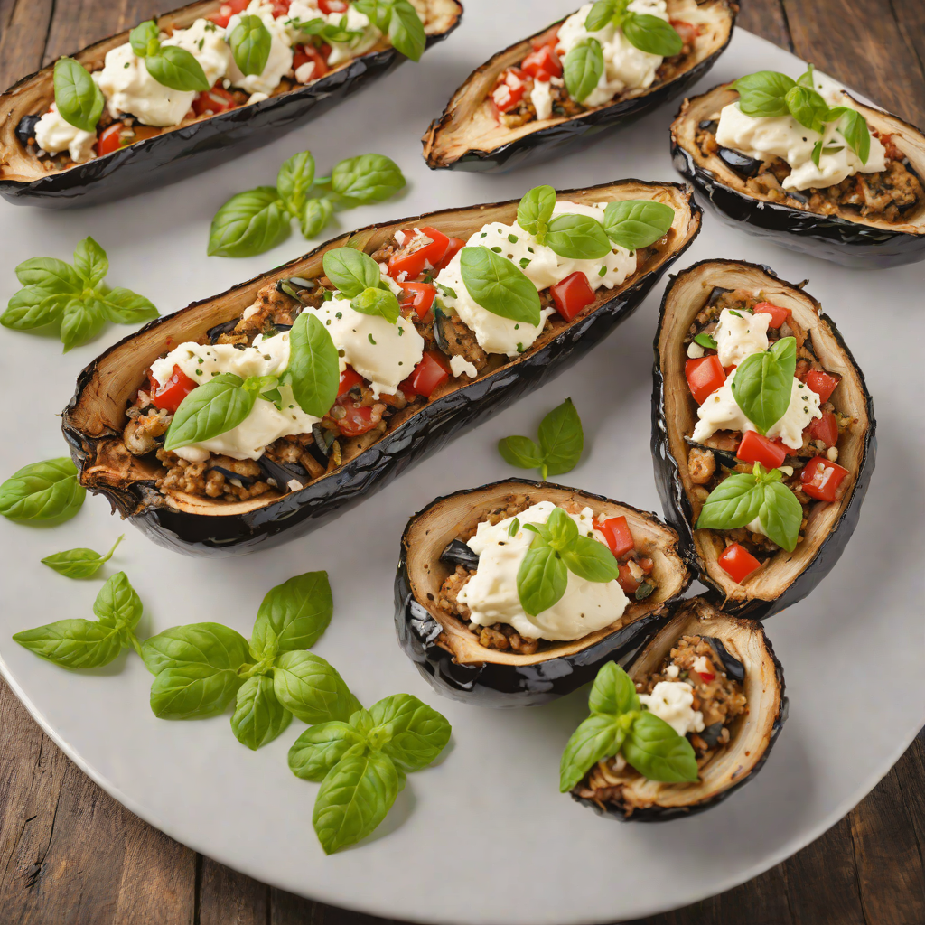 Baked Eggplant Boats with Mozzarella and Basil