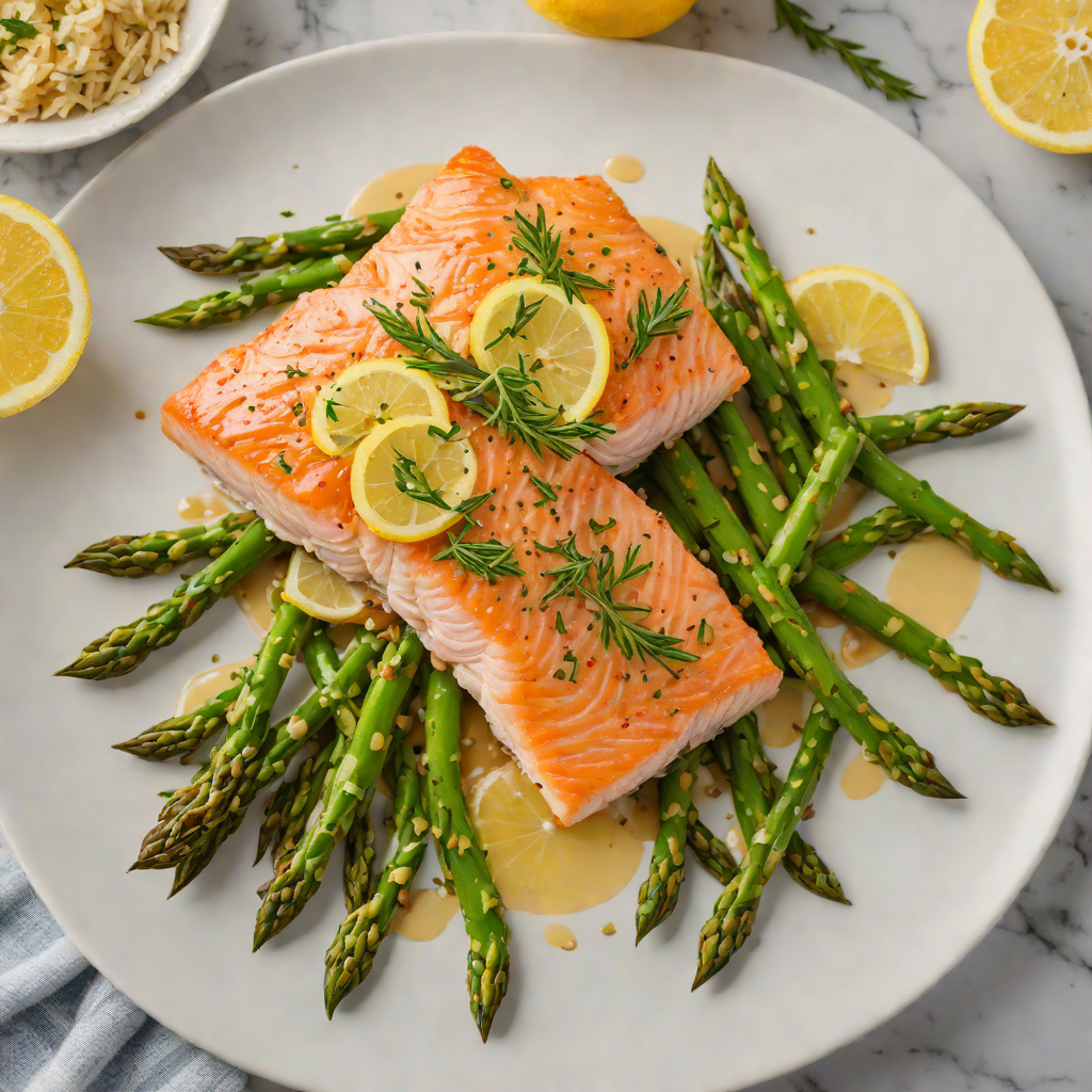 Half-Baked Garlic Butter Salmon with Roasted Asparagus