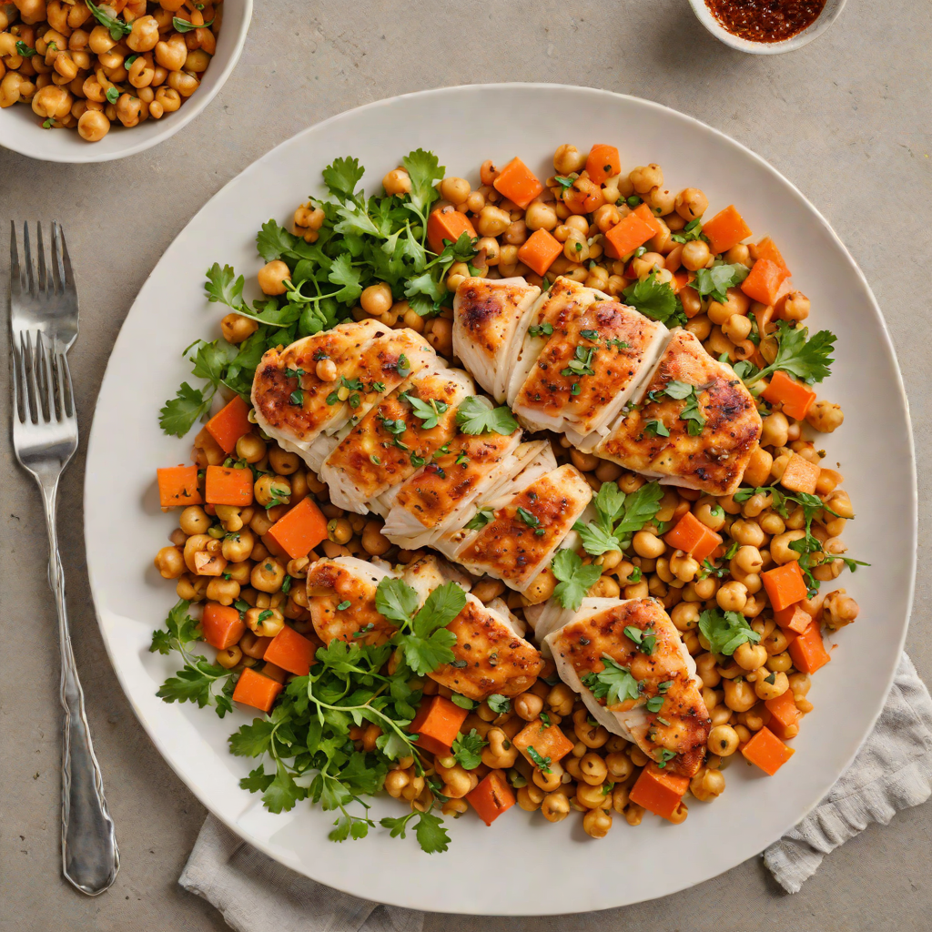 Half-Sheet Pan Harissa Chicken with Chickpeas and Carrots