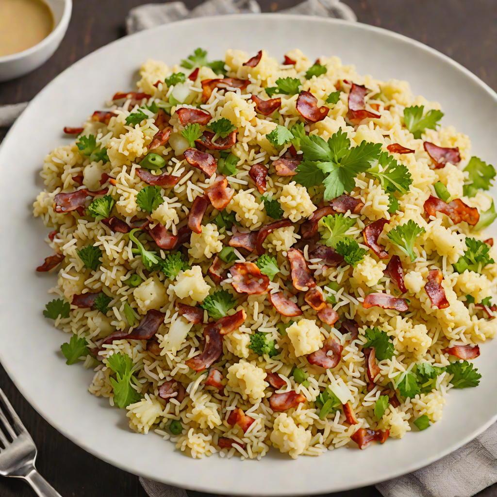 Cauliflower Rice Stir-Fry with Garlic and Bacon