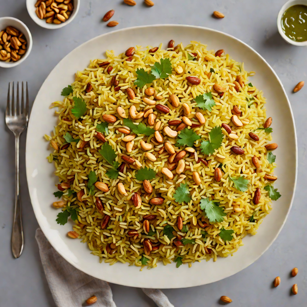 Cardamom and Saffron Poha with Roasted Peanuts