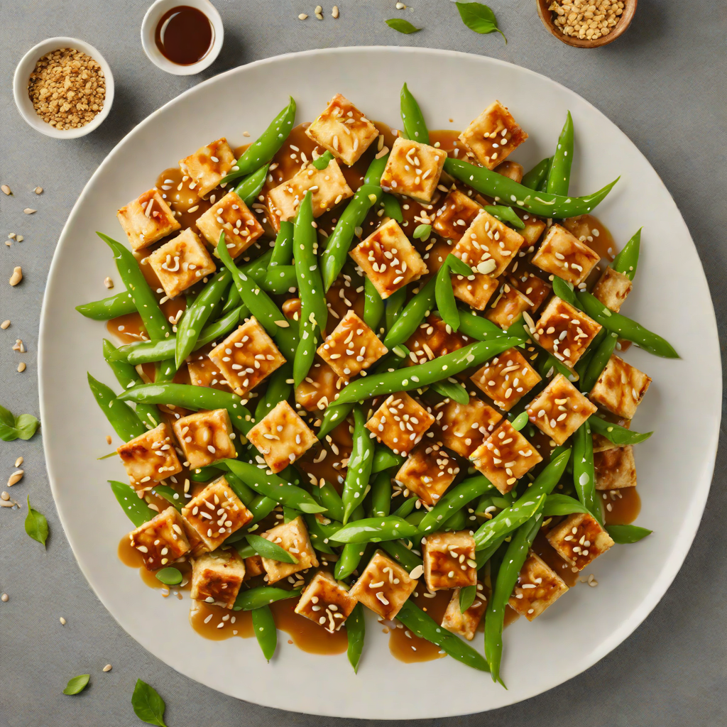 Stir-Fried Tofu with Garlic-Sesame Sauce and Snap Peas
