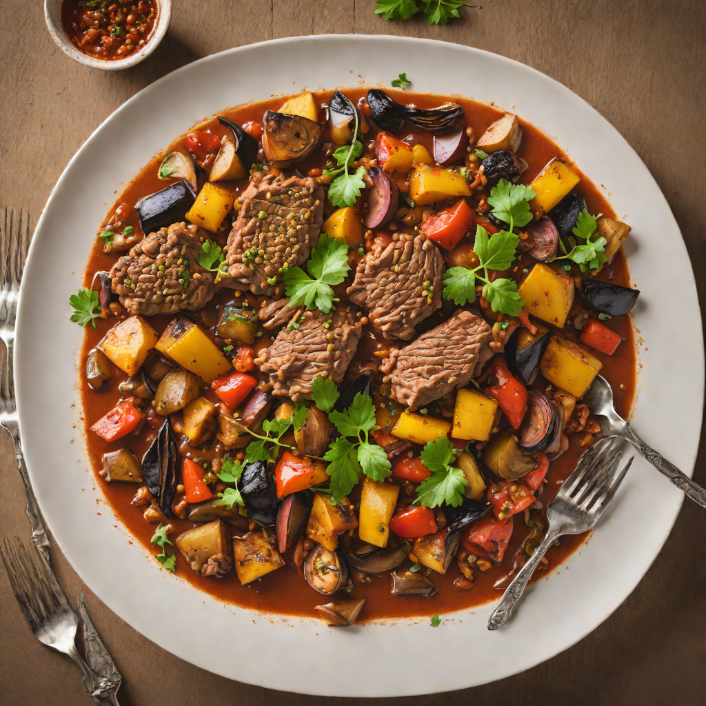 Slow-Cooked Harissa Lamb Stew with Roasted Vegetables