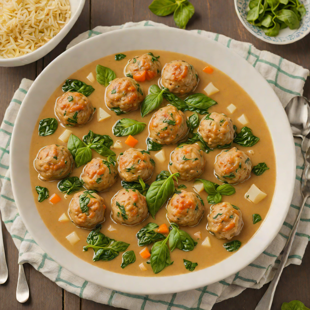 Mild Turkey Meatball and Spinach Soup for Kids