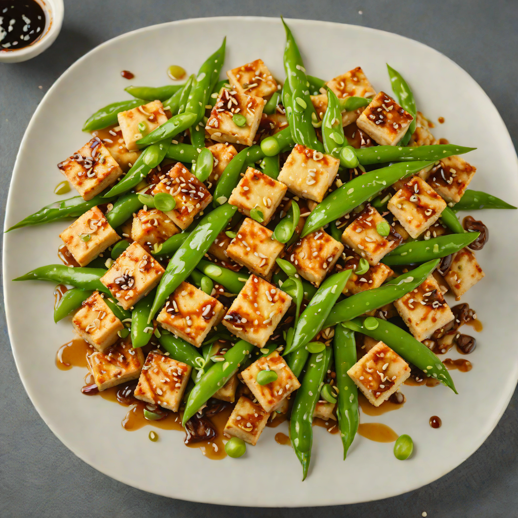 Stir-Fried Tofu with Ginger-Scallion Sauce and Snow Peas