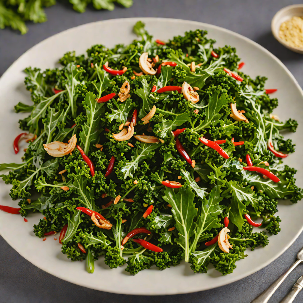 Garlic and Chili Stir-Fried Kale with Ginger