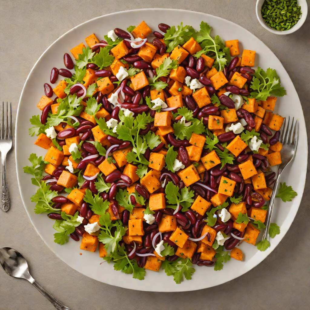 Roasted Kidney Bean and Sweet Potato Salad with Cumin Dressing