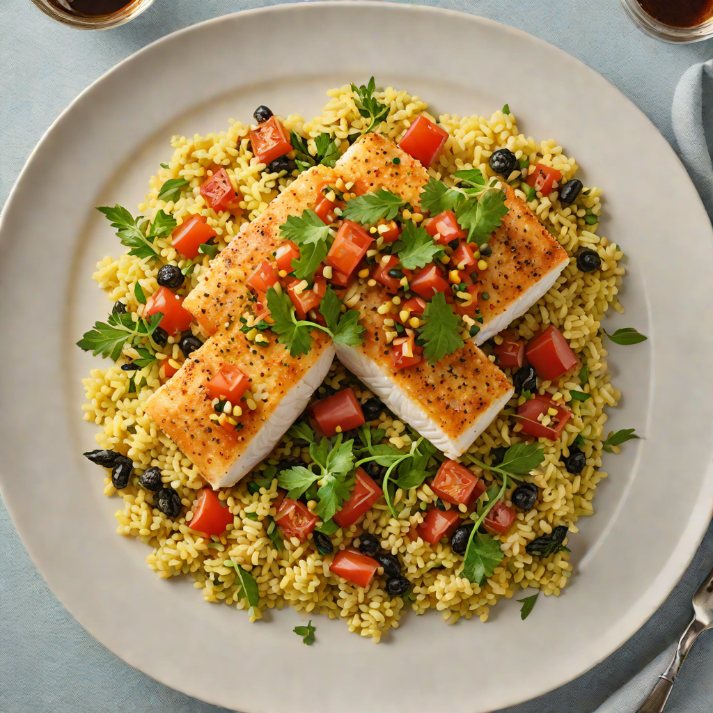 Baked Cod with Tomato-Olive Relish and Herbed Couscous