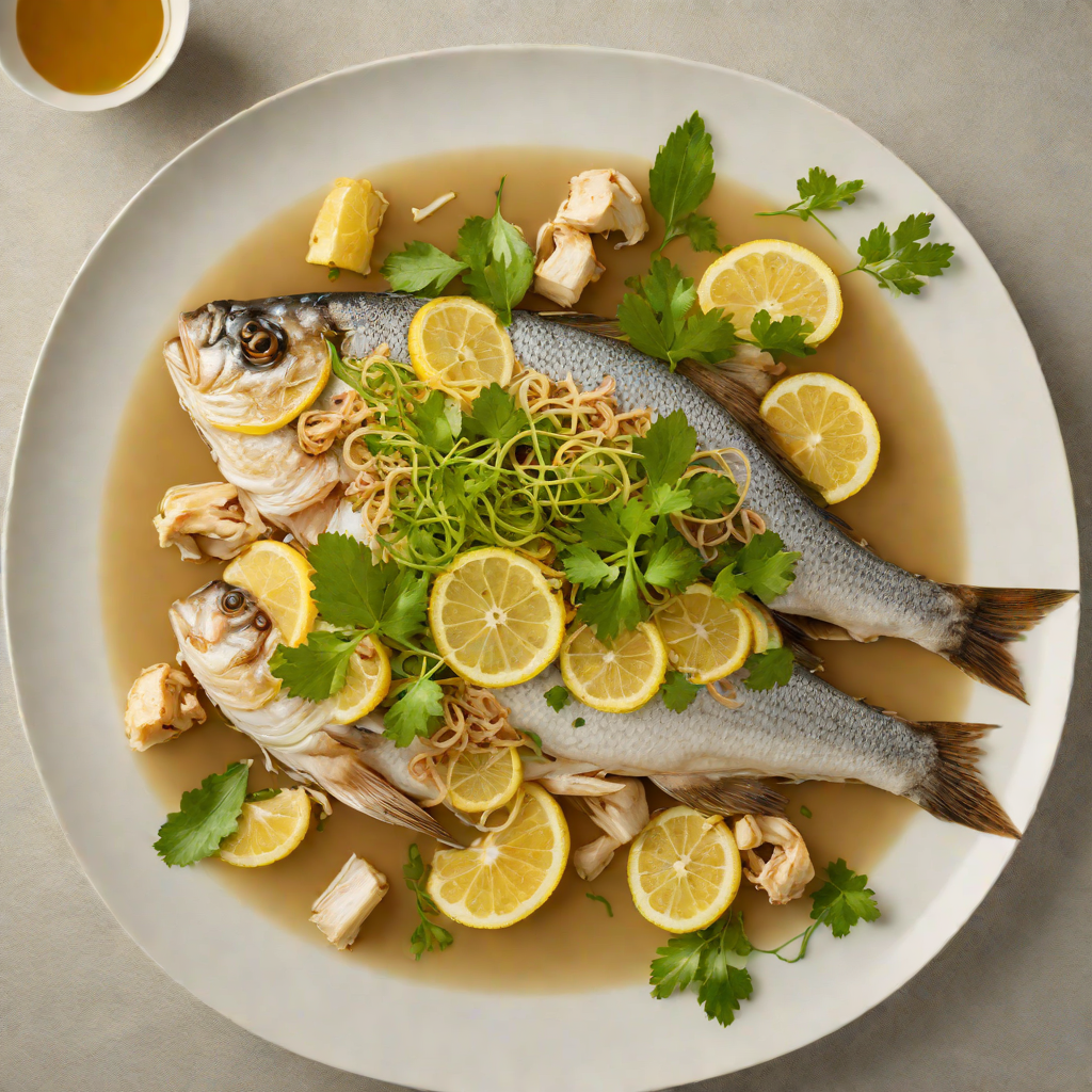Steamed Lemon-Garlic Ginger Fish with Herbal Broth