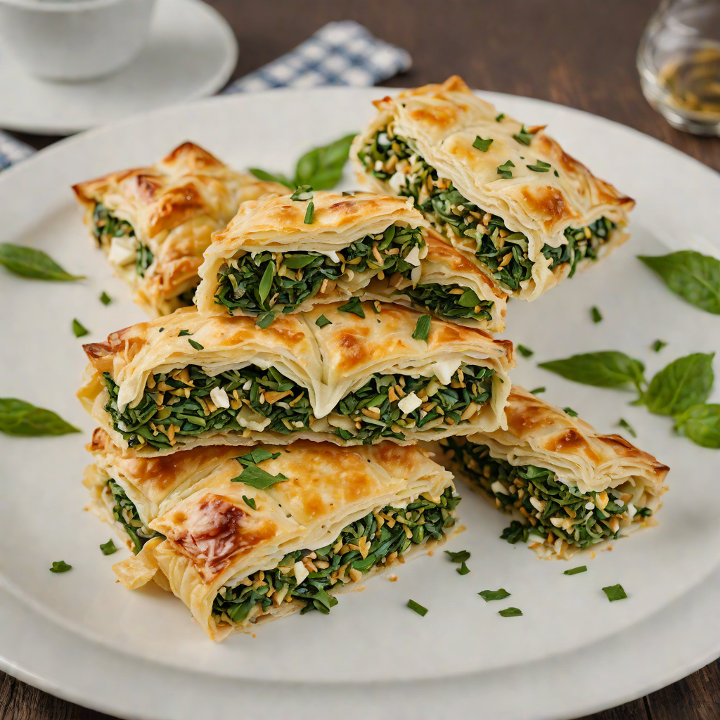 Layered Spanakopita with Spinach and Feta in Phyllo Pastry