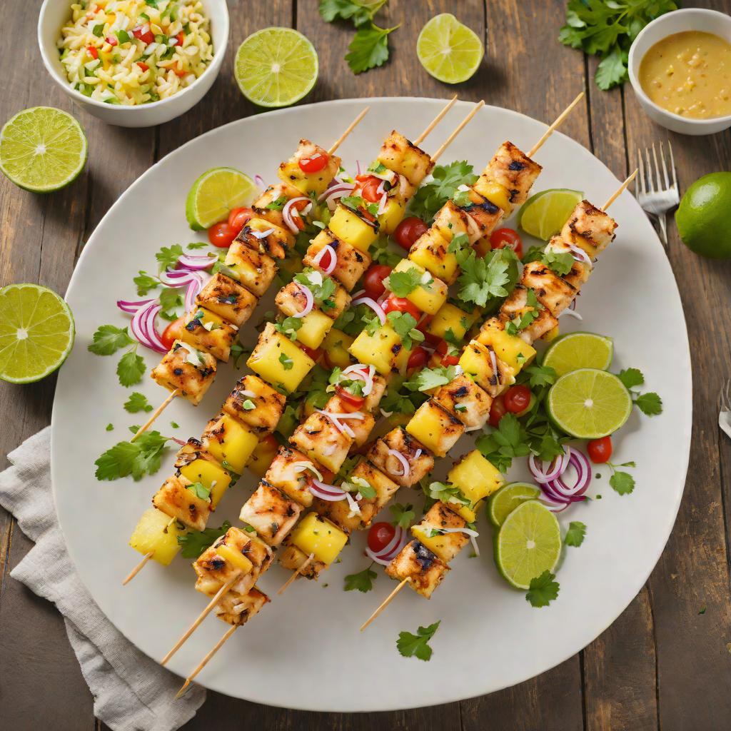 Grilled Coconut-Lime Chicken Skewers with Pineapple Salsa