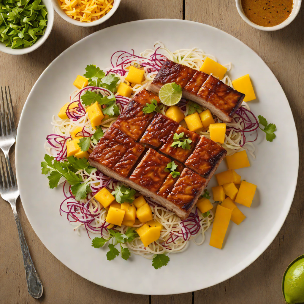 Tiki-Inspired Spiced Pork Belly with Mango Slaw