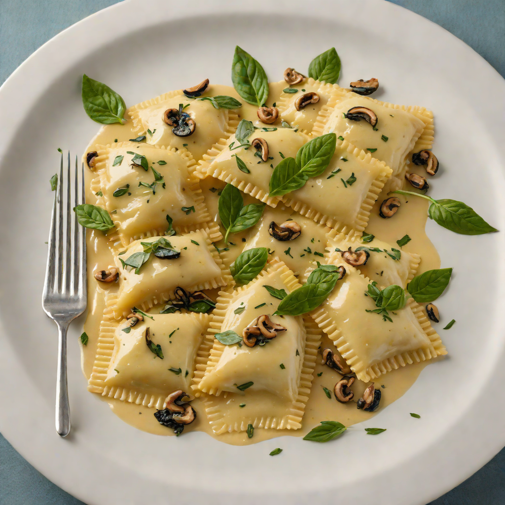 Ricotta-Stuffed Spinach and Mushroom Ravioli with Sage Brown Butter