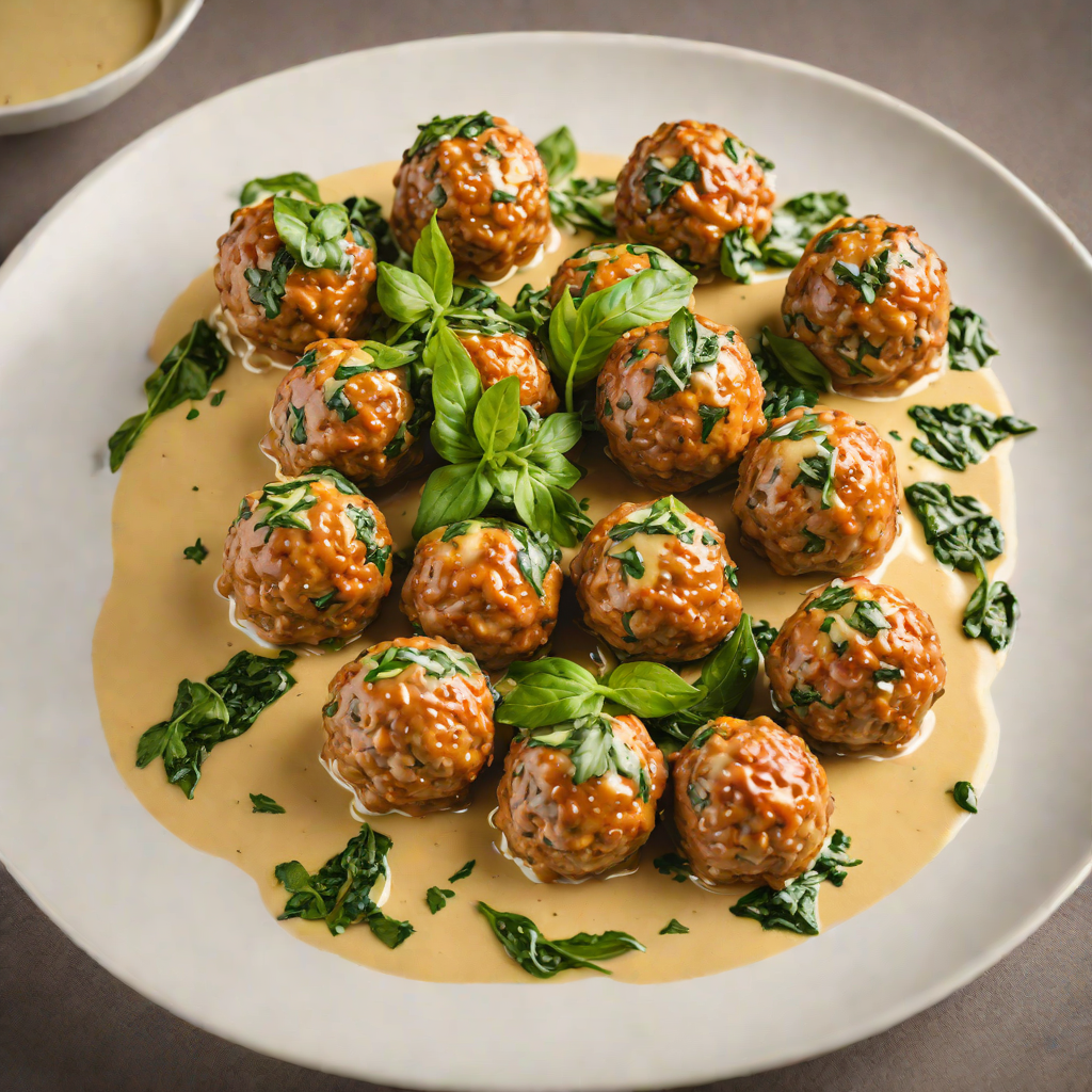 Cheese-Stuffed Meatballs with Creamy Spinach Sauce