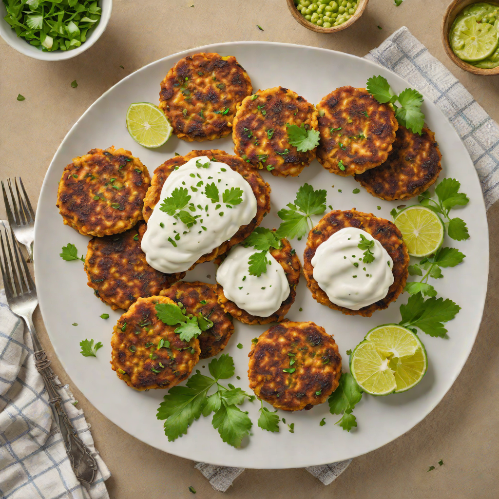 Pan-Fried Spiced Chickpea Patties with Cucumber Yogurt Sauce