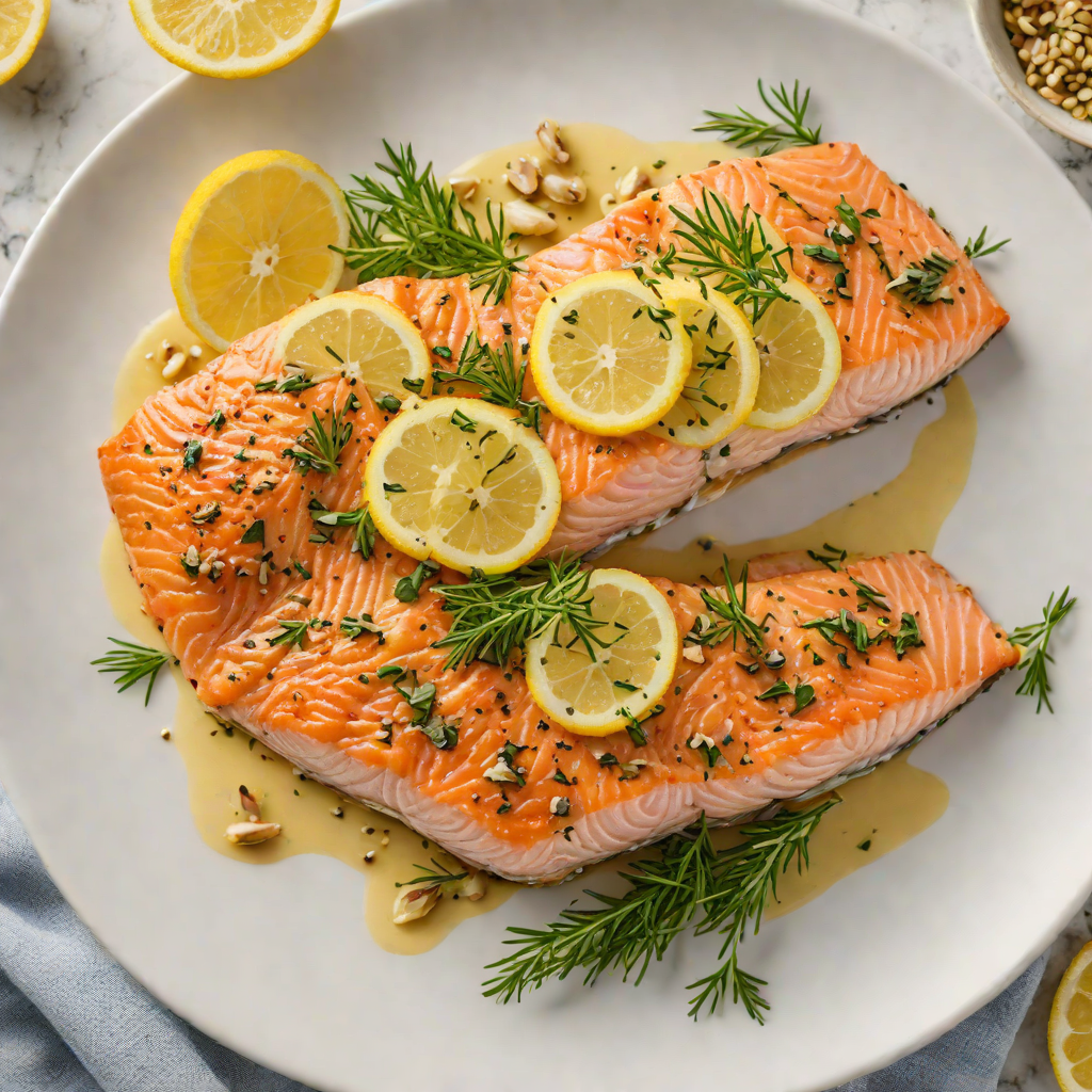 Baked Italian Herb-Infused Salmon with Garlic Lemon Butter