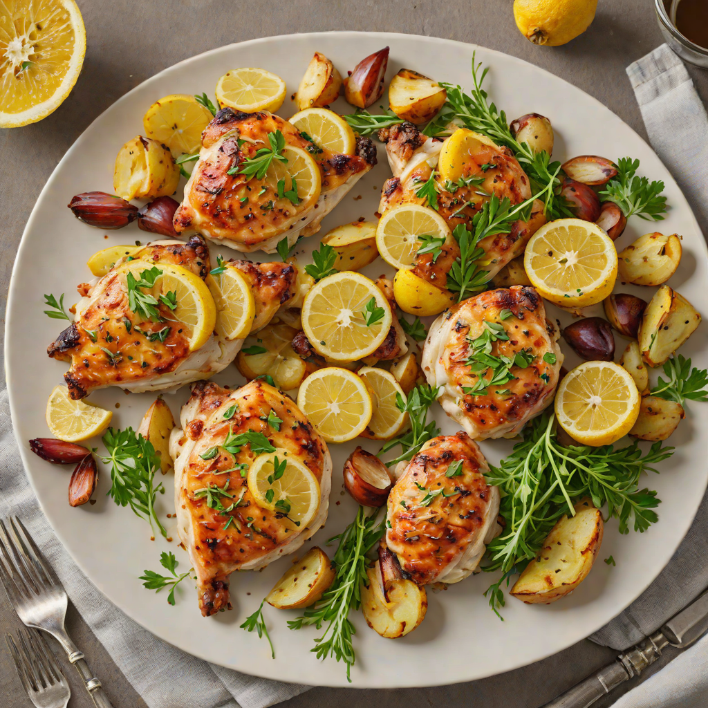 Seared Lemon-Garlic Chicken Thighs with Roasted Potatoes