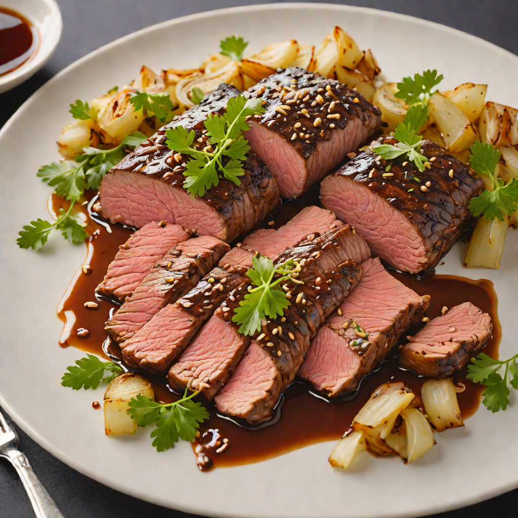 Pan-Seared Flank Steak with Onion and Soy Glaze