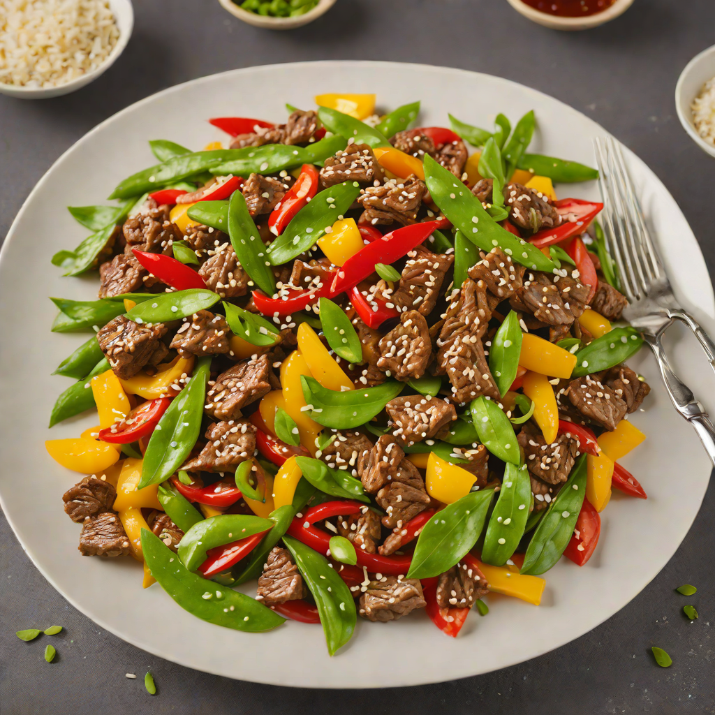 Stir-Fried Ginger Beef with Bell Peppers and Snow Peas