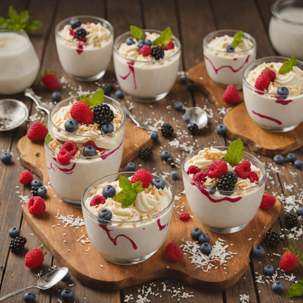 Snow-Capped Vanilla Yogurt Parfaits with Frozen Berry Swirl