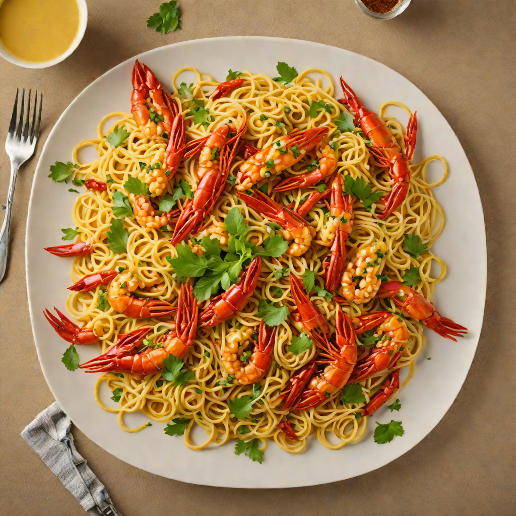 Sautéed Crawfish Fettuccine with Garlic Butter Sauce