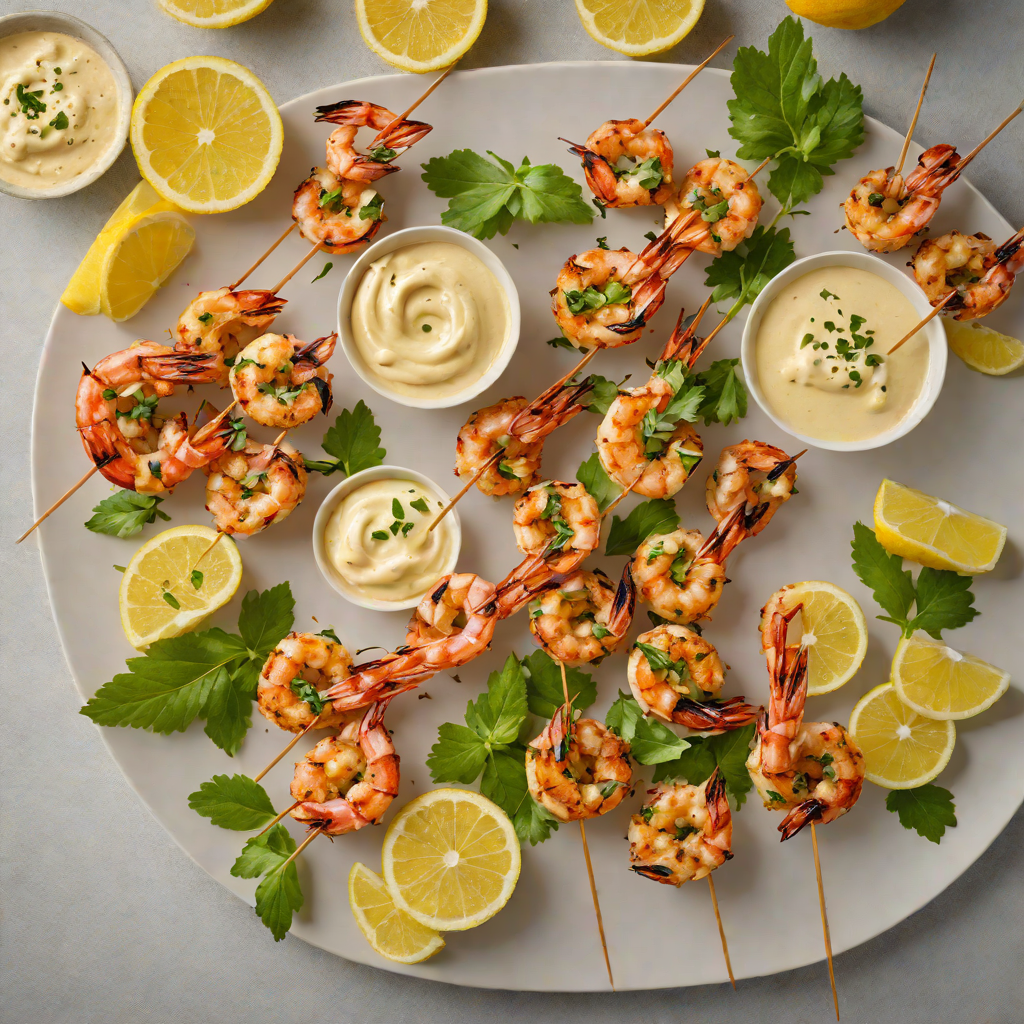 Grilled Cajun-Spiced Shrimp Skewers with Lemon Aioli
