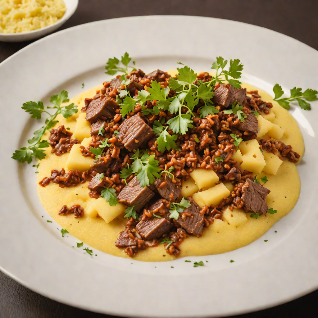 Slow-Cooked Kangaroo Ragu on Creamy Polenta