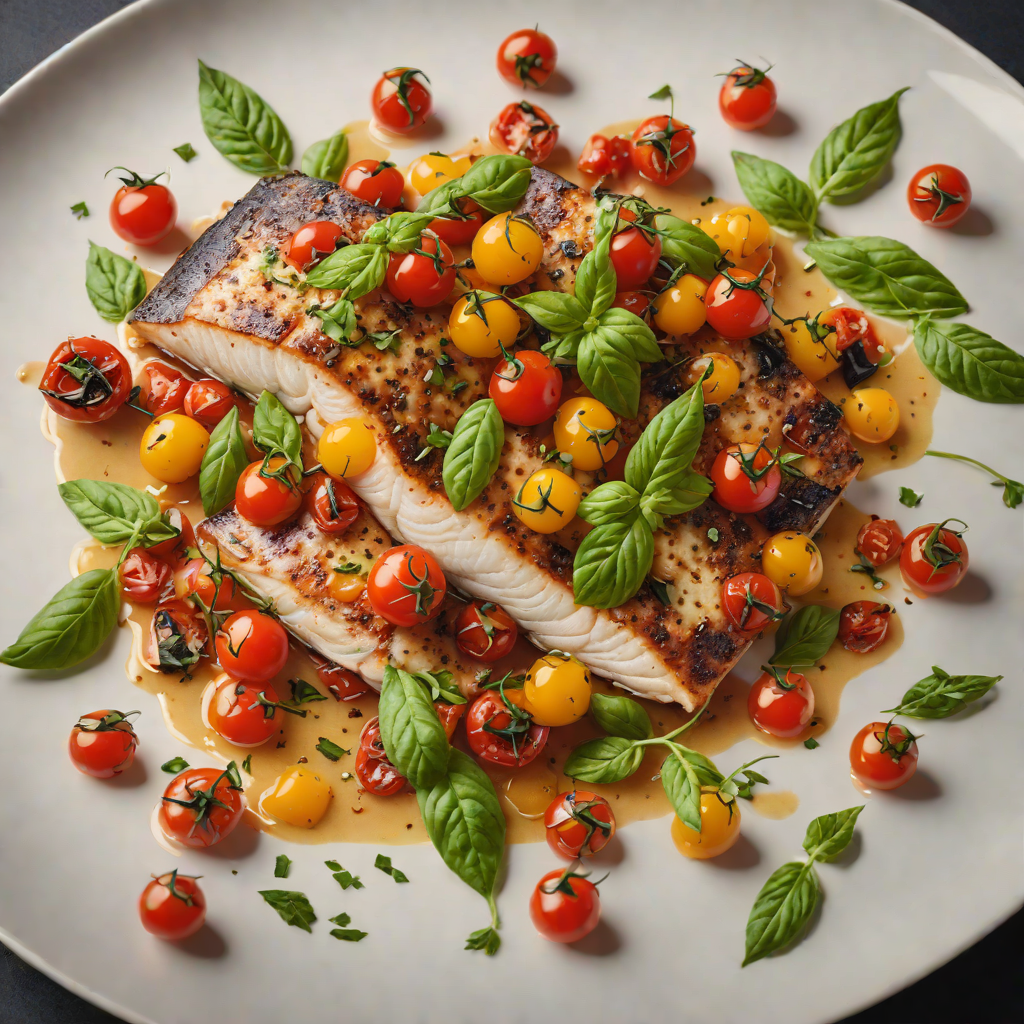 Pan-Seared Sea Bass with Roasted Cherry Tomatoes and Basil